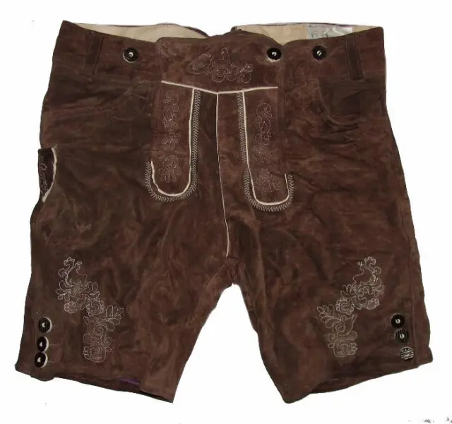 Libbre: pantaloni corti in pelle folcloristici da uomo / pantaloni folcloristici marroni taglia 52