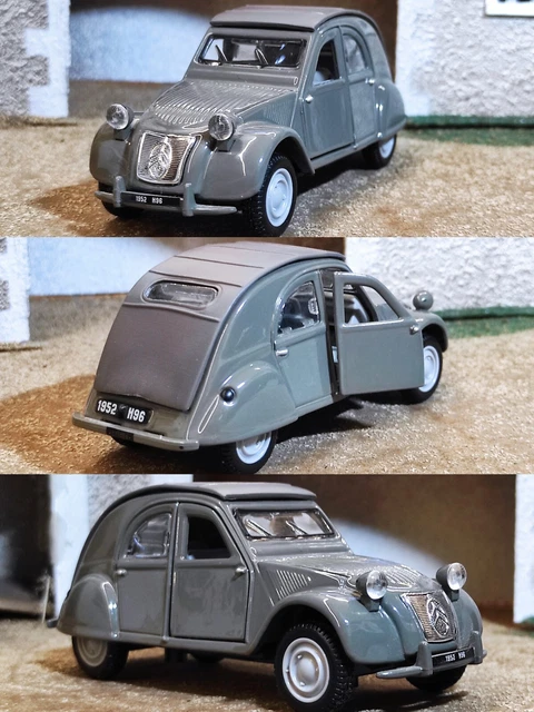Miniature Citroën 2CV 1952 échelle 1/18 - Maisto Métal Gris, Portes Ouvrantes