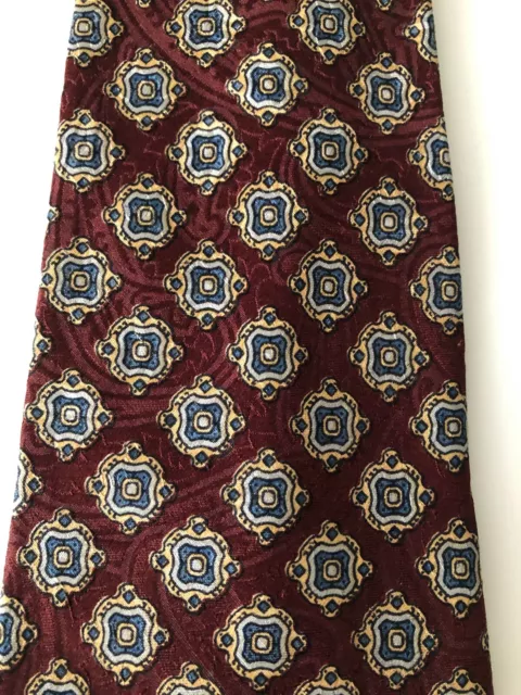 Unworn Pierre Cardin Vintage Tie Designer Burgundy Red & Blue Gold White Design