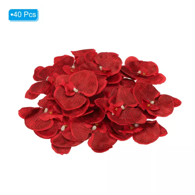 3.9" Artificial Orquídea Flores Cabezas, 40pzs Seda Orquídea Cabezales, Rojo 3