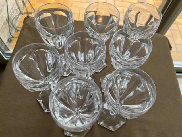 LOT 8 GRANDS VERRES CRISTAL VSL VAL SAINT LAMBERT SIEBEL CRYSTAL GLASSES 18.8 cm 2