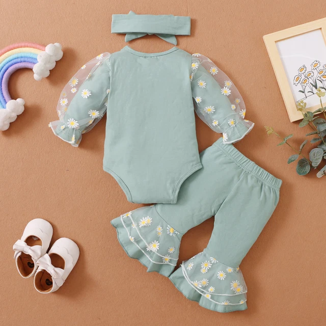 Tuta romper neonate pantaloni floreali fascia abiti set abiti 9