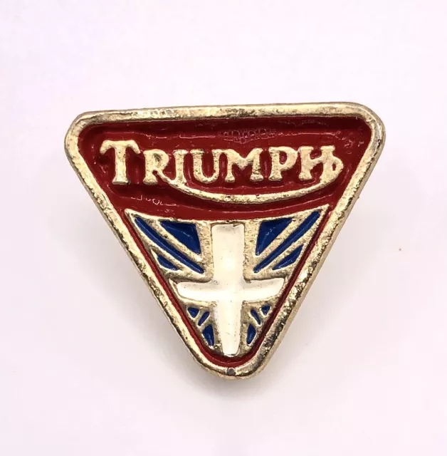 Vintage High Quality Triangle TRIUMPH Motorcycle Lapel Pin Badge Union Jack