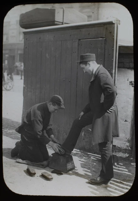 Magic Lantern Slide SHOEBLACK BOY C1890 VICTORIAN PHOTO EDGAR SCAMELL LONDON