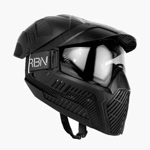 Paintball Maske Carbon GS-F Base Maske Single mit Kopfschutz, schwarz