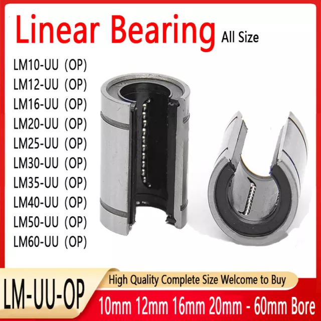 LM10UU-OP-LM60UU-OP Linear Ball Bearing Bushing with Rubber Seals for 3D Printer