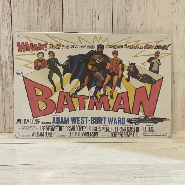 Batman Tv Show Poster Metal Sign Adam West Burt Ward Robin Cat woman Joker Wham