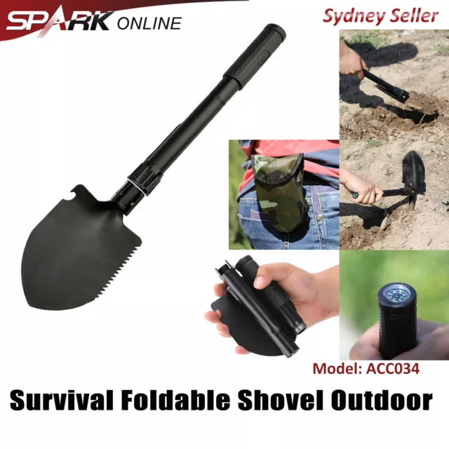 Outdoor Survival Foldable Shovel Spade Garden Camping Hiking Camp Compass AD034