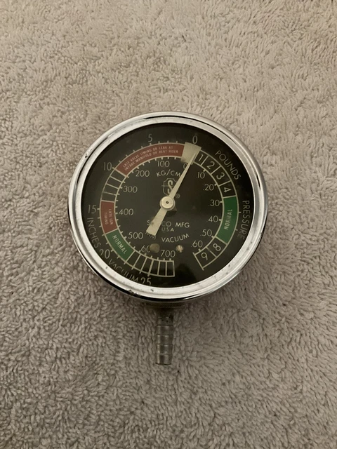 Vintage Sonco Fuel Pump Pressure Vacuum Engine Diagnostic Gauge Chevy Ford