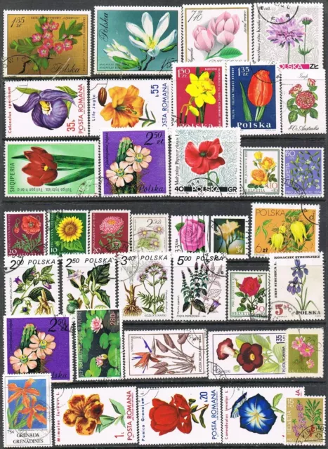 Thematics. Nature. 37 x Flowers on stamps from around the World..