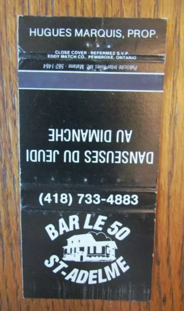 Girlie: Bar Le 50 Gentleman's Strip Club Matchbook Cover (St-Adelme, Quebec) E23