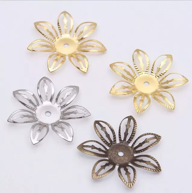50pcs 7-Petal Iron flower Bead Caps tray Jewelry Making Accessorie DIY 27mm