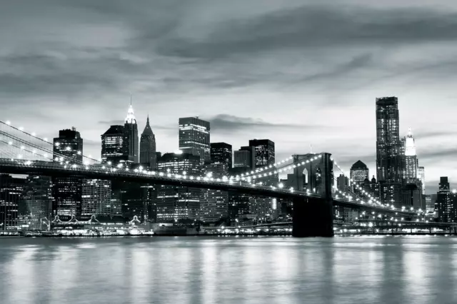 Vlies Fototapete Tapete Poster   F00916 New York City und  Brooklyn Bridge Stadt