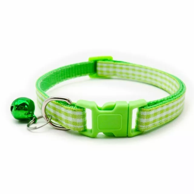 Chequered Dog Cat Collar Whelping ID Pet Puppy Kitten Adjustable Harness Bell