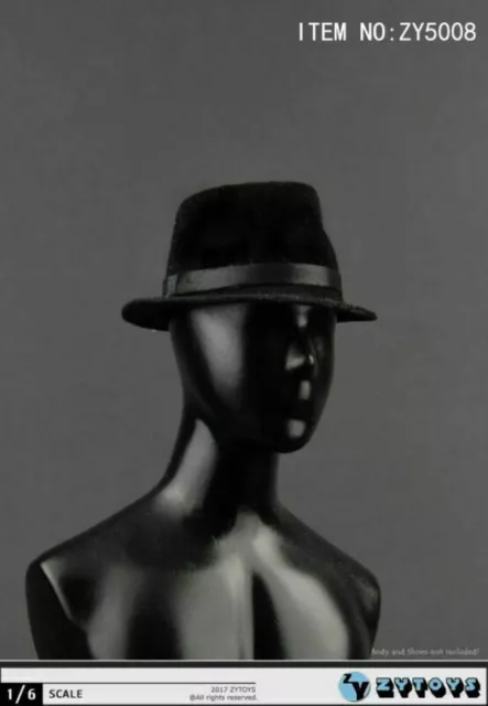 1/6 ZYTOYS ZY5008 Male Black Bowler Hat Caps Fit 12" Action Figure Model Dolls