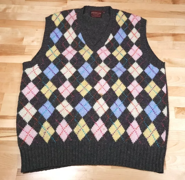 CHAPS RALPH LAUREN Vintage Sweater Vest Mens Size XL Gray Argyle ...