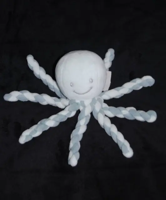 Peluche doudou pieuvre NATTOU bleu gris octopus 20 cm Etat neuf