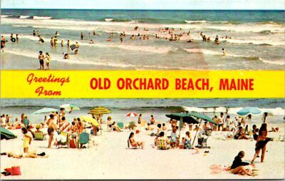 Dual View Banner Greetings From Old Orchard Beach Maine ME UNP Chrome Postcard