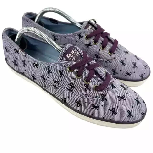 Keds X Taylor Swift Women's Sneaker Shoes Size US 8 Bow Print Low Top Purple