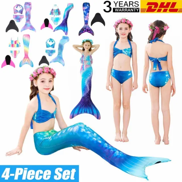 Kinder Monoflosse Kostüm Mädchen Meerjungfrau Schwanz Bademode Schwimmen Bikini