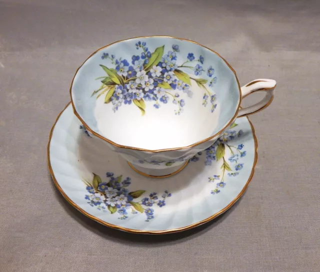 Aynsley England Blue Forget Me Not Cup and Saucer Set