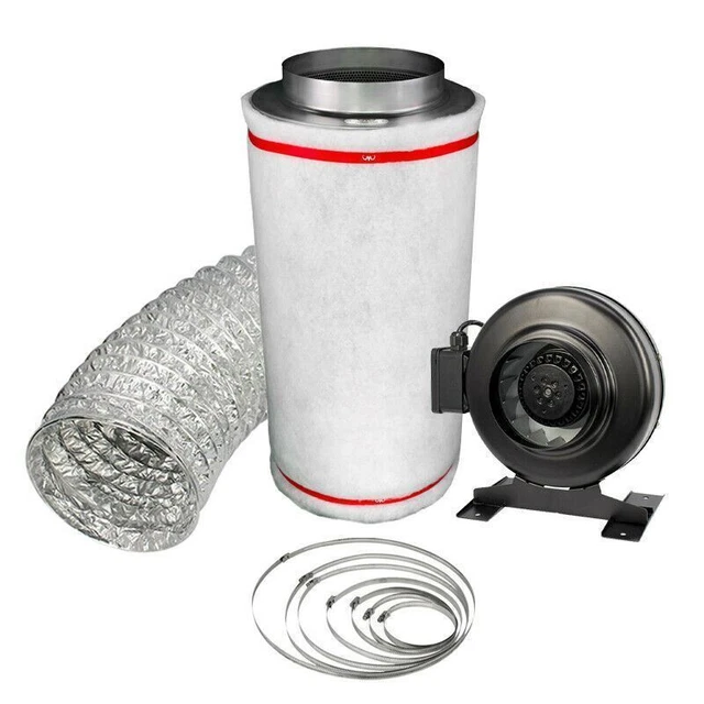 CARBON FILTER INLINE Fan Kit Odour Extraction Ducting 10m Hydroponics 4