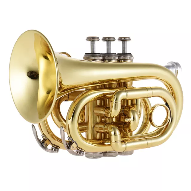 Professional  Golden Pocket Trumpet Bb Flat Brass w/Mouthpiece  M9V2
