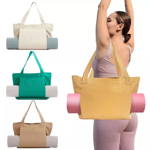 BAG GYM BAG Basic Canvas Tote With Yoga Mat Holder Yoga Pilates Mat Bag  $20.85 - PicClick AU