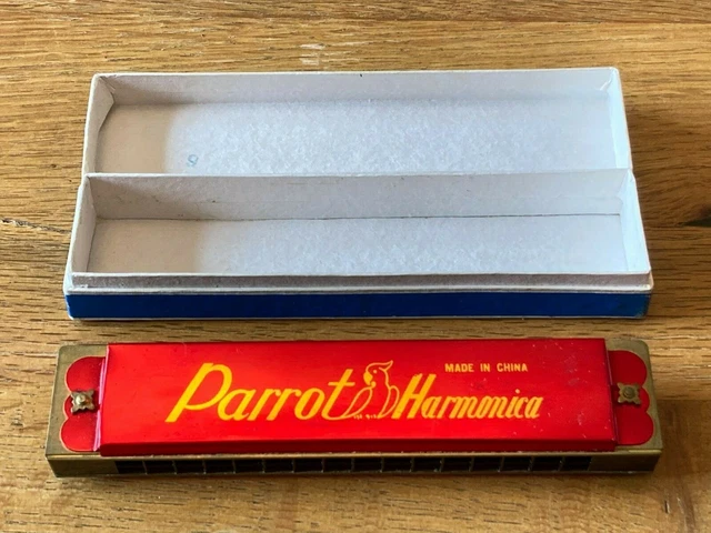 Vintage `Parrot` 16 hole Harmonica in Original Box - Made in China