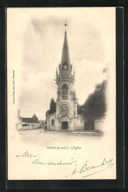 CPA Vigny, L´Église,  vue de l'Église 1911