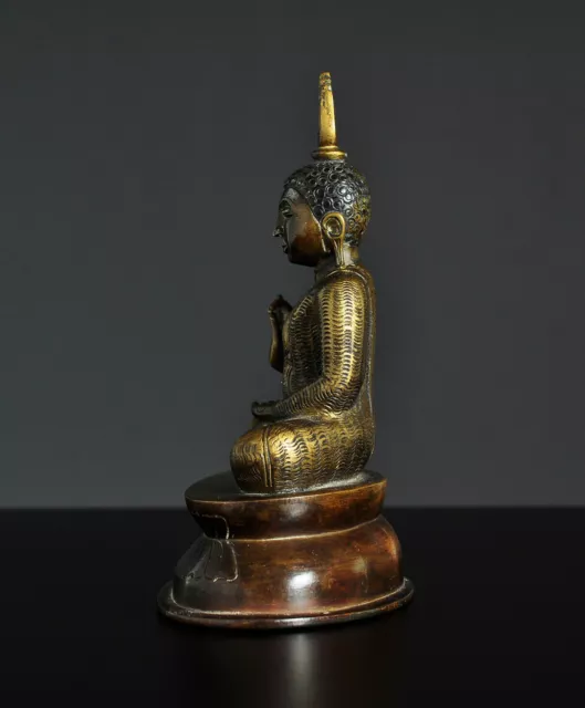 Seated Buddha, bronze / brass, Kandy style, Ceylon / Sri Lanka, around 1900 3