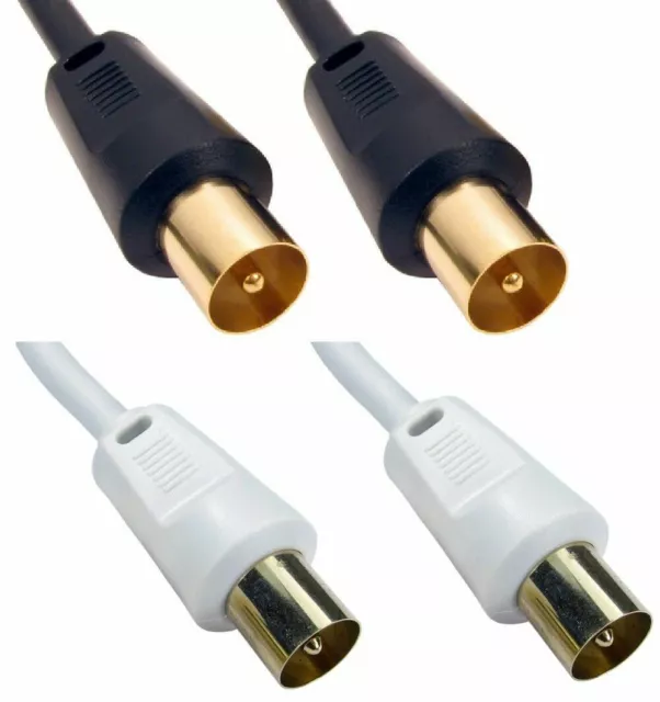 Coaxial TV Aerial Cable Coax Straight Extension Lead Male to Male Antenna Wire