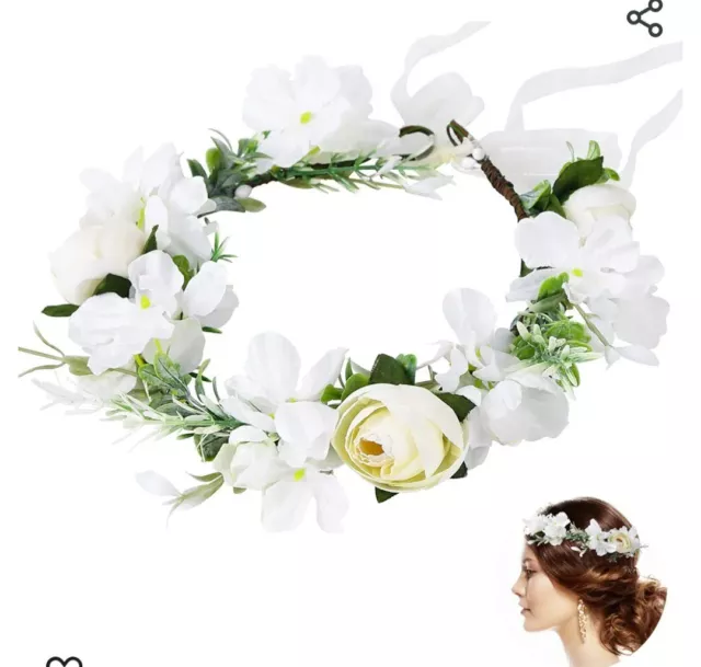 Bridal Flower Wreath Wedding Flower Crown Floral Headband Headpiece Hair...