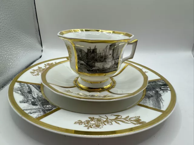 Antique G Demartine Avenir Limoges Single Tea Cup, Saucer And PlateSet Victorian