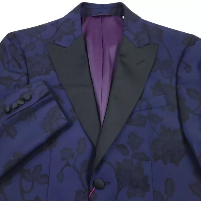 $698 Robert Graham Reggie Floral Jacquard Dinner Jacket in Blue Mens Size 44R