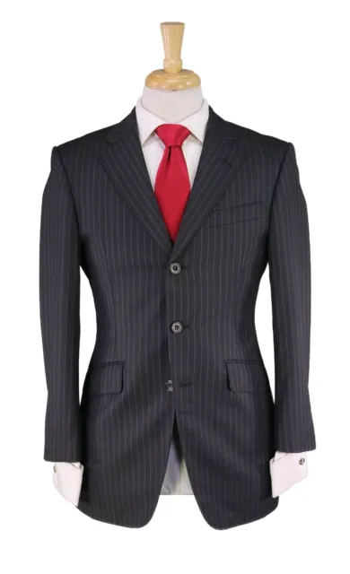 Richard James Savile Row Charcoal Gray Striped 3-Btn Wool Luxury Suit 38S