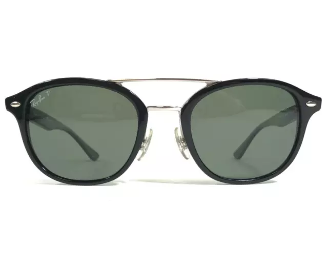 Gafas de sol Ray-Ban RB2183 901/9A marco cuadrado de alambre dorado negro con lentes verdes 2