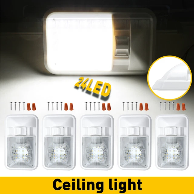 Plafonnier LED 12V JUTTAUTO Pour Camping-Car & Caravane | 46 LED Blanc Froid 6000K | Surface Chromée