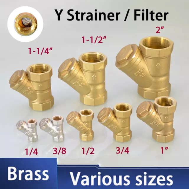 BSP 1/4" ~ 2" Brass Compression Inline Y Strainer / Filter Adaptor Tube Fittings