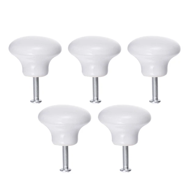 5 Pcs Bouton De Porte Rond Boutons En Céramique Commode Blancs