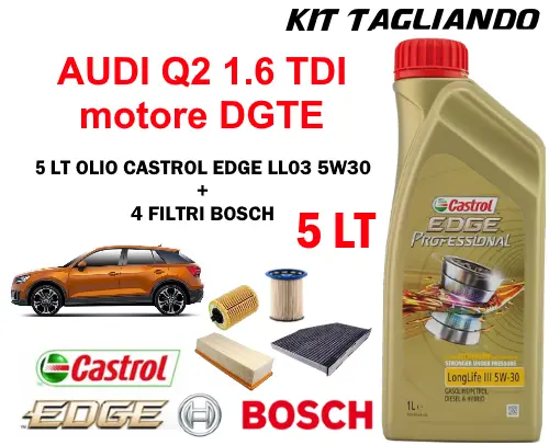 KIT TAGLIANDO OLIO Castrol Edge 5W30 5Lt+4 Filtri Bosch Audi A3 2.0 Tdi  170Cv EUR 90,00 - PicClick IT