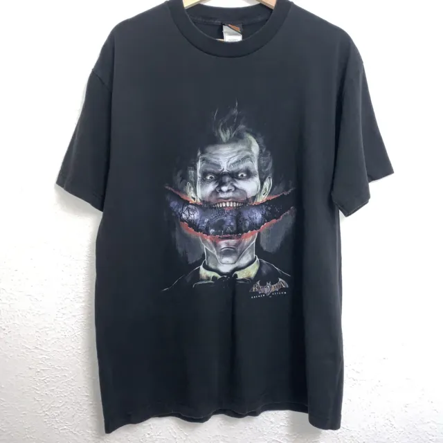 Batman Arkham Asylum The Joker 2009 Tee Black T-Shirt Short Sleeve Sz Large