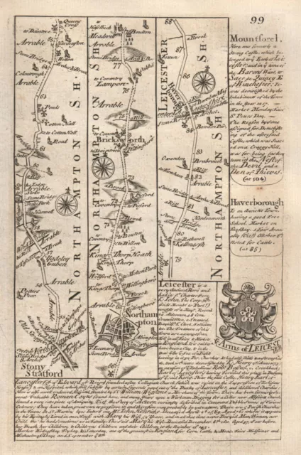 Stony Stratford-Northampton-Brixworth-Market Harborough OWEN/BOWEN road map 1753