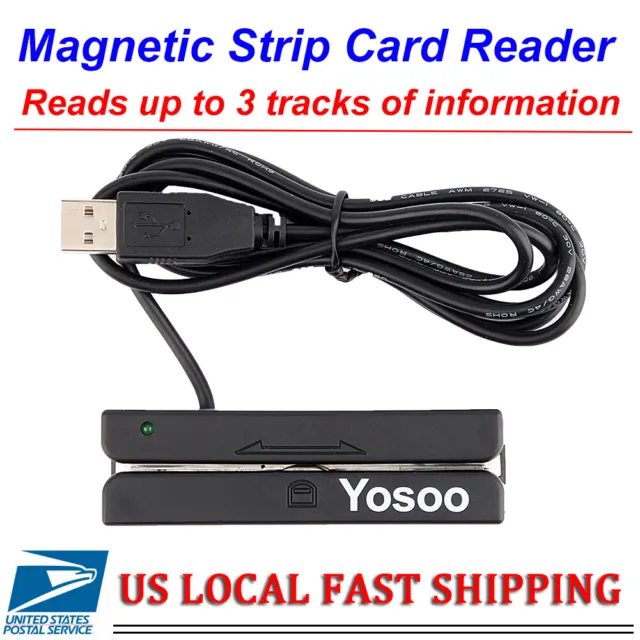 USB 3-Track Magnetic Credit Card Reader Mini Mag Stripe  Magstripe MSR90 USA