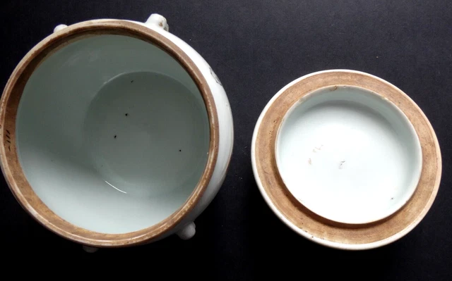 Ancien pot couvert chinois porcelaine canton Old chinese vase mark  bowl XIX 7