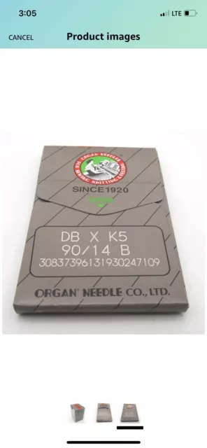 200 agujas máquina de bordar comercial vástago redondo ORGAN DBXK5, DB-K5 80/12