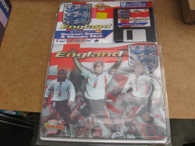 Unused 1998 England World Cup Mouse Mat Mousemat+Screensaver On 3 1/2" Fd.