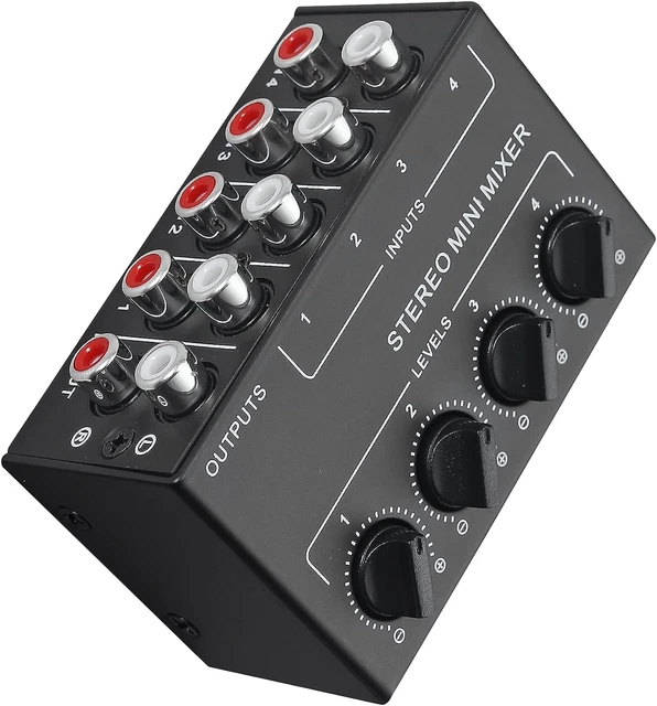 LiNKFOR 4 Channel Stereo Audio Mixer CX400 Metal Shell Support RCA Input and