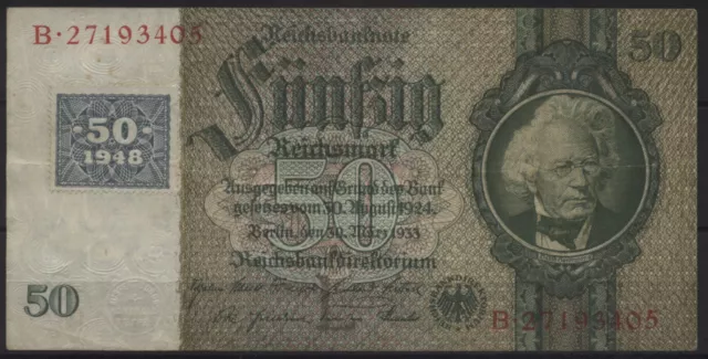 SBZ, KUPONAUSGABE Währungsreform 1948: 50 DM, 1948 auf 210c, Grabowski SBZ-8c, L