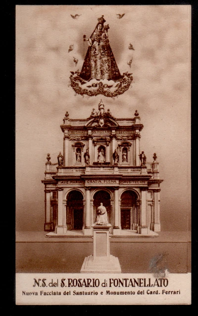 B3 ANTICO   Santino Holy Card COLOR SEPPIA MADONNA DI FONTANELLATO